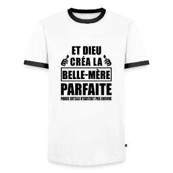 belle-mère parfaite - T-shirt contrasté Homme - blanc/noir - Devant - AI Model Female 172 light (172cm) & AI Model Male 178 dark (178cm)