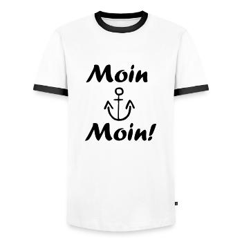 Moin Moin - Männer Kontrast-T-Shirt - Weiß/Schwarz - Vorne - AI Model Female 172 light (172cm) & AI Model Male 178 dark (178cm)