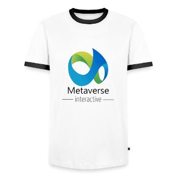Vêtements et accessoires futuristes pour tout le m - T-shirt contrasté Homme - blanc/noir - Devant - AI Model Female 172 light (172cm) & AI Model Male 178 dark (178cm)
