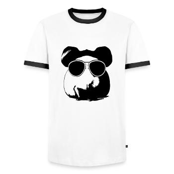 Guinea pig cool sunglasses funny vector 11 - Men's Ringer Shirt - white/black - Front - AI Model Female 172 light (172cm) & AI Model Male 178 dark (178cm)