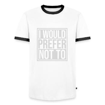 Je préfère ne pas - T-shirt contrasté Homme - blanc/noir - Devant - AI Model Female 172 light (172cm) & AI Model Male 178 dark (178cm)