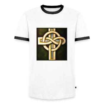 Celtic Cross - Men's Ringer Shirt - white/black - Front - AI Model Female 172 light (172cm) & AI Model Male 178 dark (178cm)
