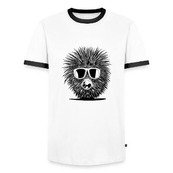 Porcupine Lunettes de soleil Mignons animaux Nature 11 - T-shirt contrasté Homme - blanc/noir - Devant - AI Model Female 172 light (172cm) & AI Model Male 178 dark (178cm)