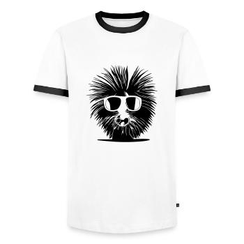 Porcupine Lunettes de soleil Mignons animaux Animal Vector - T-shirt contrasté Homme - blanc/noir - Devant - AI Model Female 172 light (172cm) & AI Model Male 178 dark (178cm)