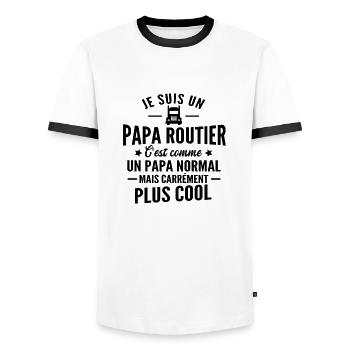 je suis un papa routier / humour papa routier - T-shirt contrasté Homme - blanc/noir - Devant - AI Model Female 172 light (172cm) & AI Model Male 178 dark (178cm)