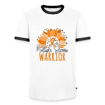 Sunflower Multiple Sclerosis Warrior - Men's Ringer Shirt - white/black - Front - AI Model Female 172 light (172cm) & AI Model Male 178 dark (178cm)