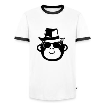 Monkey Cool Gangster - Men's Ringer Shirt - white/black - Front - AI Model Female 172 light (172cm) & AI Model Male 178 dark (178cm)