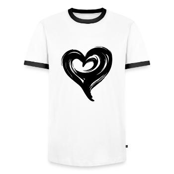 omantisches geschwungenes Herz für Valetninstag - Männer Kontrast-T-Shirt - Weiß/Schwarz - Vorne - AI Model Female 172 light (172cm) & AI Model Male 178 dark (178cm)