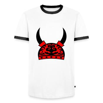 Viking Helmet - Men's Ringer Shirt - white/black - Front - AI Model Female 172 light (172cm) & AI Model Male 178 dark (178cm)