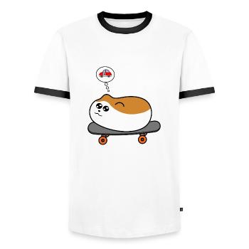 Hamster auf Skateboard - Männer Kontrast-T-Shirt - Weiß/Schwarz - Vorne - AI Model Female 172 light (172cm) & AI Model Male 178 dark (178cm)