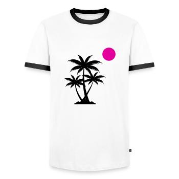 Palm Sunset - Men's Ringer Shirt - white/black - Front - AI Model Female 172 light (172cm) & AI Model Male 178 dark (178cm)