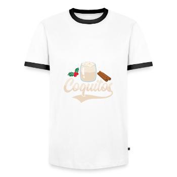 I Was Told There Would Be Coquitos Puerto Rican Ru - Men's Ringer Shirt - white/black - Front - AI Model Female 172 light (172cm) & AI Model Male 178 dark (178cm)