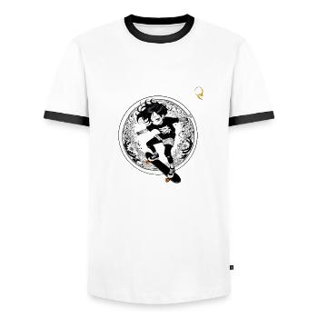 LE SKATEBOARD, MON SPORT, MA PASSION - T-shirt contrasté Homme - blanc/noir - Devant - AI Model Female 172 light (172cm) & AI Model Male 178 dark (178cm)