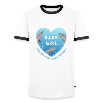 Bébé - T-shirt contrasté Homme - blanc/noir - Devant - AI Model Female 172 light (172cm) & AI Model Male 178 dark (178cm)