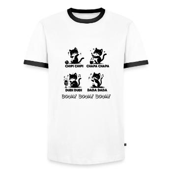 Chipi Chipi Chapa Chapa Dubi Dubi Daba Daba cat - Men's Ringer Shirt - white/black - Front - AI Model Female 172 light (172cm) & AI Model Male 178 dark (178cm)