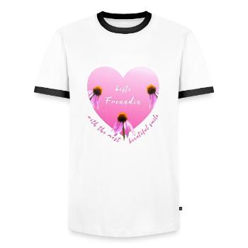 Best friend - Men's Ringer Shirt - white/black - Front - AI Model Female 172 light (172cm) & AI Model Male 178 dark (178cm)