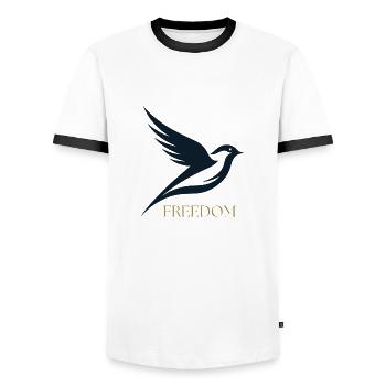 blue bird - T-shirt contrasté Homme - blanc/noir - Devant - AI Model Female 172 light (172cm) & AI Model Male 178 dark (178cm)
