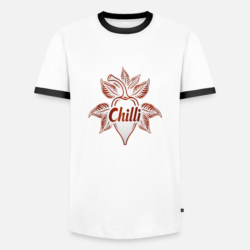be Chilli - Männer Kontrast-T-Shirt - Weiß/Schwarz