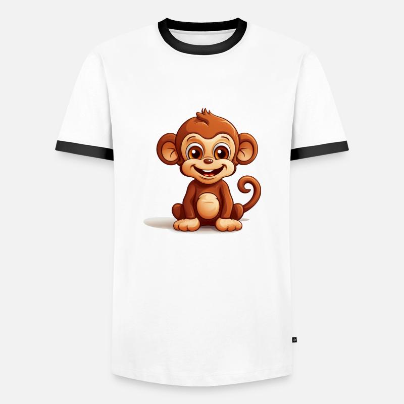 Cute Monkey Logo - Men's Ringer Shirt - white/black