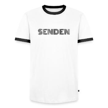 senden - Männer Kontrast-T-Shirt - Weiß/Schwarz - Vorne - AI Model Female 172 light (172cm) & AI Model Male 178 dark (178cm)
