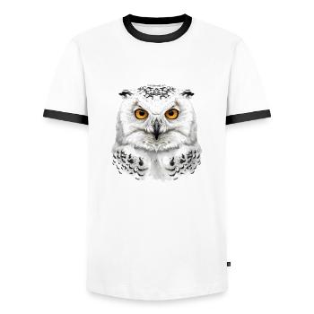 Snowy Owl Head - Men's Ringer Shirt - white/black - Front - AI Model Female 172 light (172cm) & AI Model Male 178 dark (178cm)