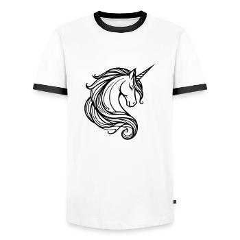 Licorne - T-shirt contrasté Homme - blanc/noir - Devant - AI Model Female 172 light (172cm) & AI Model Male 178 dark (178cm)