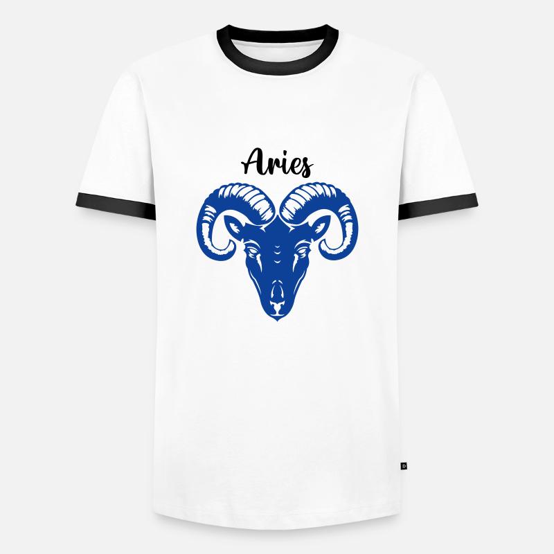 widder aries - Männer Kontrast-T-Shirt - Weiß/Schwarz