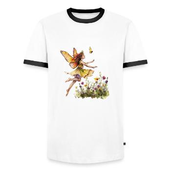 Fantasy Fairy Magic Fairytale Girl Nature Summer - Men's Ringer Shirt - white/black - Front - AI Model Female 172 light (172cm) & AI Model Male 178 dark (178cm)