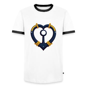 Anker Herz - Männer Kontrast-T-Shirt - Weiß/Schwarz - Vorne - AI Model Female 172 light (172cm) & AI Model Male 178 dark (178cm)