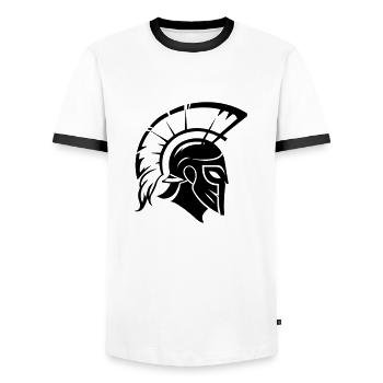 Sparta Spartan Warrior - Men's Ringer Shirt - white/black - Front - AI Model Female 172 light (172cm) & AI Model Male 178 dark (178cm)