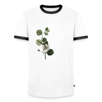 Letter R Green Botanical - Men's Ringer Shirt - white/black - Front - AI Model Female 172 light (172cm) & AI Model Male 178 dark (178cm)