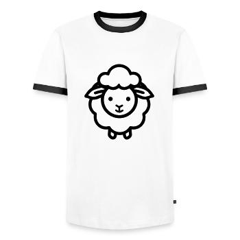 sheep - Men's Ringer Shirt - white/black - Front - AI Model Female 172 light (172cm) & AI Model Male 178 dark (178cm)