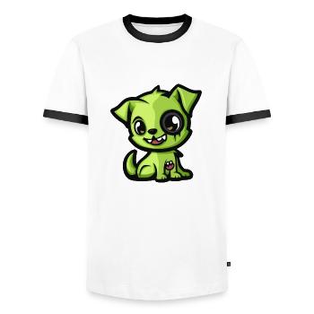 Hund Halloween Zombie Comic - Männer Kontrast-T-Shirt - Weiß/Schwarz - Vorne - AI Model Female 172 light (172cm) & AI Model Male 178 dark (178cm)