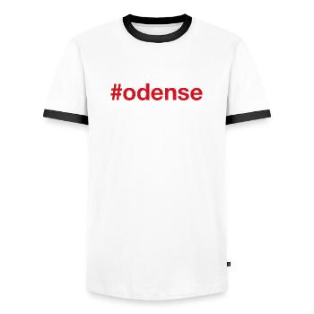 ODENSE Denmark Dänemark - Männer Kontrast-T-Shirt - Weiß/Schwarz - Vorne - AI Model Female 172 light (172cm) & AI Model Male 178 dark (178cm)