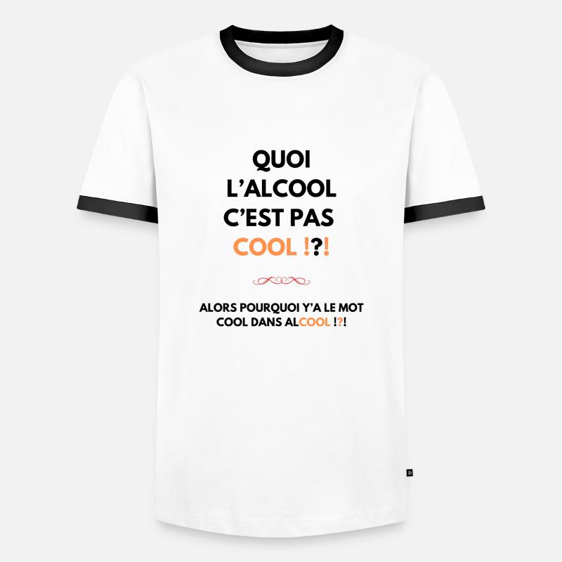 alcool c'est pas cool - T-shirt contrasté Homme - blanc/noir