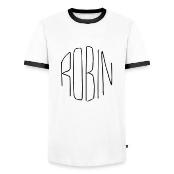 Robin - Men's Ringer Shirt - white/black - Front - AI Model Female 172 light (172cm) & AI Model Male 178 dark (178cm)