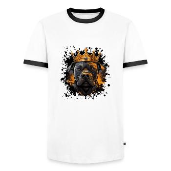 Dog Boxer - Men's Ringer Shirt - white/black - Front - AI Model Female 172 light (172cm) & AI Model Male 178 dark (178cm)