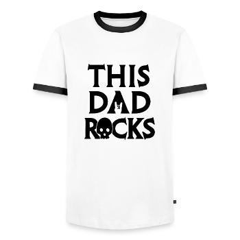 Rockin' Dad - Men's Ringer Shirt - white/black - Front - AI Model Female 172 light (172cm) & AI Model Male 178 dark (178cm)