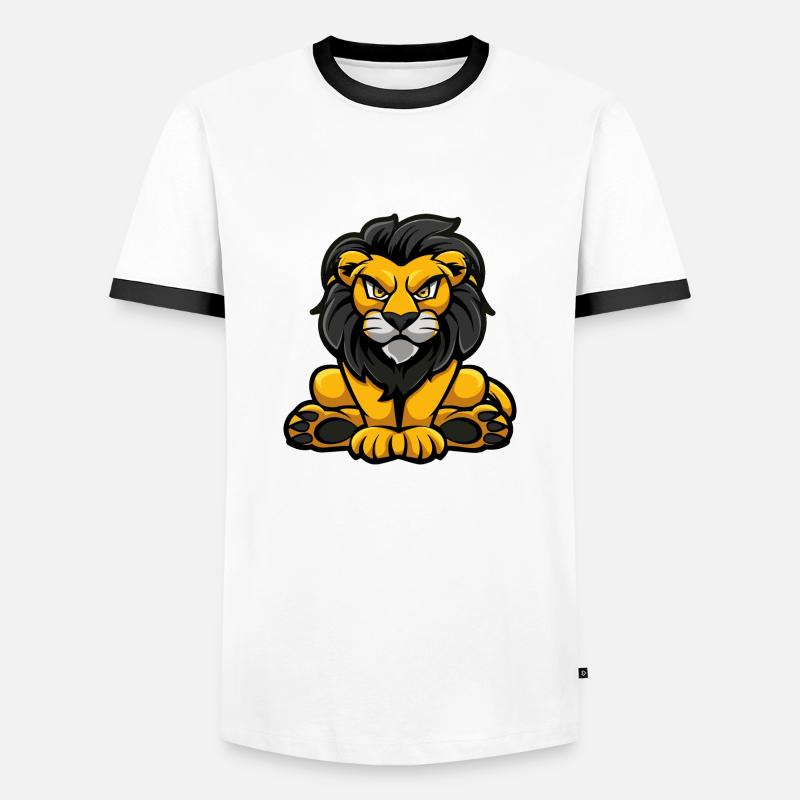 Löwe Comic - Männer Kontrast-T-Shirt - Weiß/Schwarz