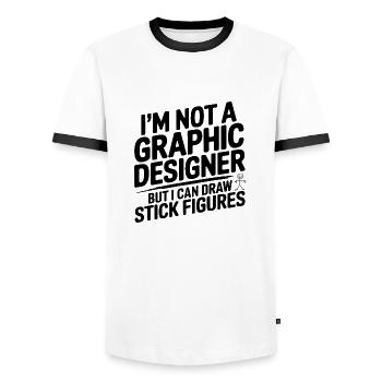 I'm Not a Graphic Designer But I Can Draw - Men's Ringer Shirt - white/black - Front - AI Model Female 172 light (172cm) & AI Model Male 178 dark (178cm)