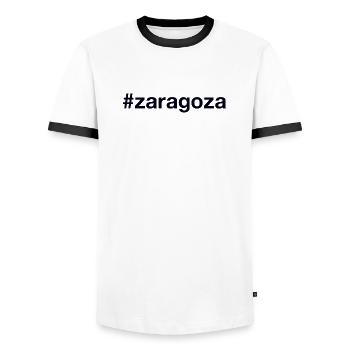 Hashtag de Saragosse - T-shirt contrasté Homme - blanc/noir - Devant - AI Model Female 172 light (172cm) & AI Model Male 178 dark (178cm)