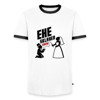 Ehe Sklaven Crew Hochzeit - Männer Kontrast-T-Shirt - Weiß/Schwarz - Vorne - AI Model Female 172 light (172cm) & AI Model Male 178 dark (178cm)