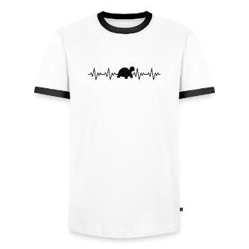Schildkröte EKG Herzschlag - Männer Kontrast-T-Shirt - Weiß/Schwarz - Vorne - AI Model Female 172 light (172cm) & AI Model Male 178 dark (178cm)