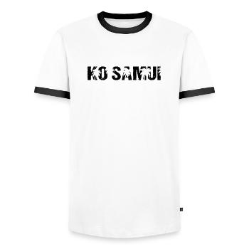 Palmiers Ko Samui Thaïlande - T-shirt contrasté Homme - blanc/noir - Devant - AI Model Female 172 light (172cm) & AI Model Male 178 dark (178cm)