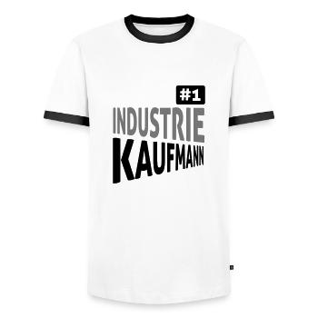 Industrial sales - Men's Ringer Shirt - white/black - Front - AI Model Female 172 light (172cm) & AI Model Male 178 dark (178cm)