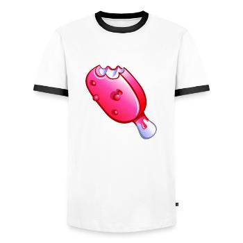 glace fraise kawaii - T-shirt contrasté Homme - blanc/noir - Devant - AI Model Female 172 light (172cm) & AI Model Male 178 dark (178cm)