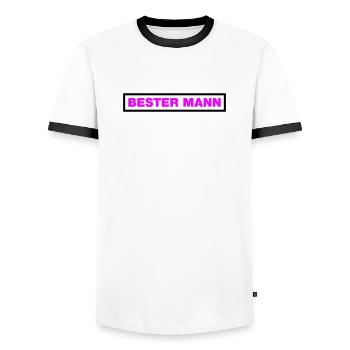Bester Mann - Männer Kontrast-T-Shirt - Weiß/Schwarz - Vorne - AI Model Female 172 light (172cm) & AI Model Male 178 dark (178cm)