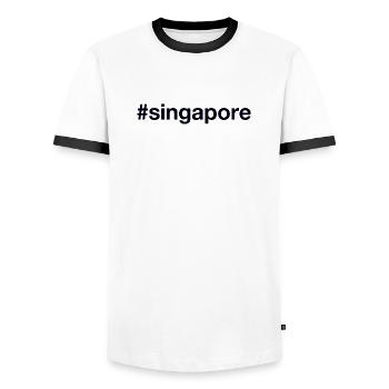 SINGAPOUR Hashtag Singapour - T-shirt contrasté Homme - blanc/noir - Devant - AI Model Female 172 light (172cm) & AI Model Male 178 dark (178cm)