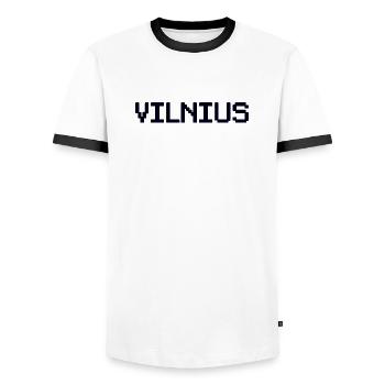 VILNIUS Lithuania Litauen - Männer Kontrast-T-Shirt - Weiß/Schwarz - Vorne - AI Model Female 172 light (172cm) & AI Model Male 178 dark (178cm)