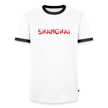 SHANGHAI - T-shirt contrasté Homme - blanc/noir - Devant - AI Model Female 172 light (172cm) & AI Model Male 178 dark (178cm)